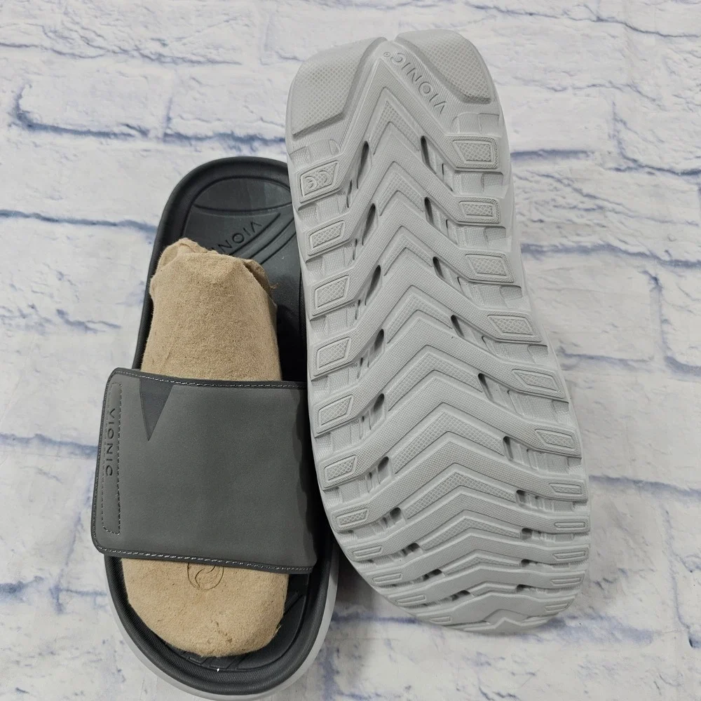 Vionic Rejuvenate Recovery Slide Sandals Mens 8.5 Womens 10 Grey Strap Orthotic